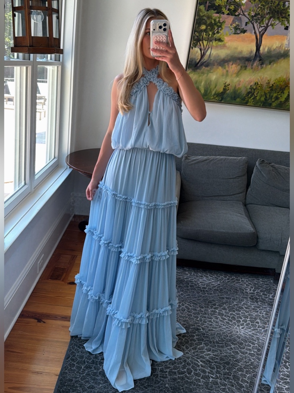 Alexis Blue Tulle Maxi Dress